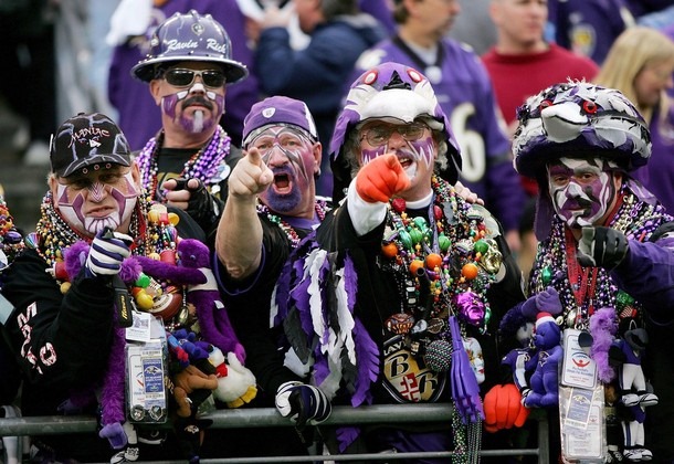 BALTIMORE - JANUARY 13: Baltimore Ravens' fans cheer before taking on the Indianapolis Colts in their AFC Divisional Playoff game on January 13, 2007 at M&T Bank Stadium in Baltimore, Maryland. (Photo by Doug Pensinger/Getty Images)